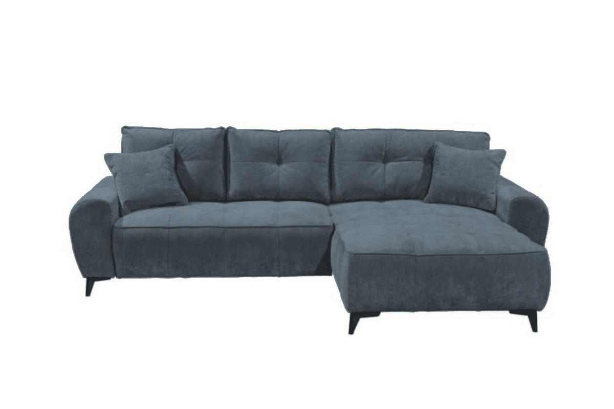 ECKSCHLAFSOFA mit Schlaffunktion und Bettkasten, beidseitig montierbar - Blau/Schwarz, Kunststoff/Textil (284/191cm) - ed exciting design