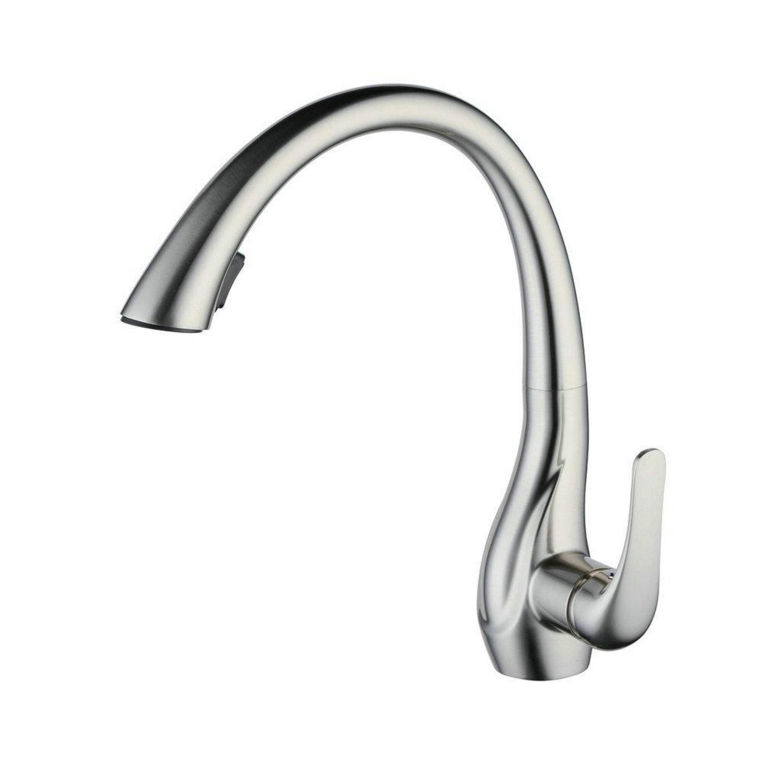 KÜCHENARMATUR mit Ausziehbar Brause 360° drehbar Gebürstetes Nickel - Silberfarben, Metall (28/6/37cm)
