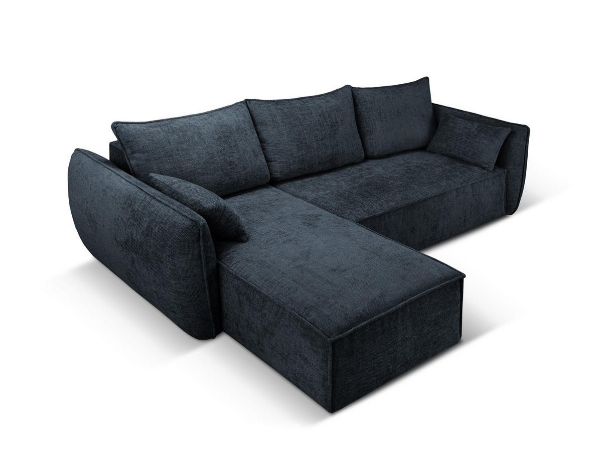 AUSKLAPPBARES-ECKSOFA links mit Container Kaelle aus Chenille-Stoff königsblau 4 Sitzplätze - Blau, Textil (165/252cm) - Micadoni
