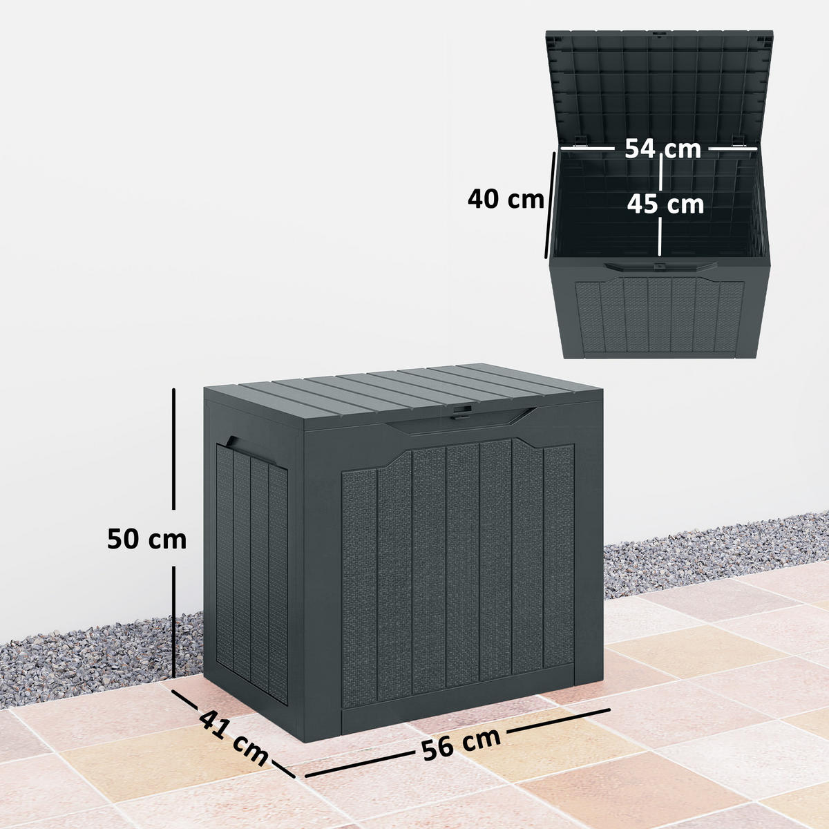 KISSENBOX DE-18685 93 L mit versenkten Griffen Dunkelgrau - Dunkelgrau, Kunststoff (41/50/56cm) - ComfortXL