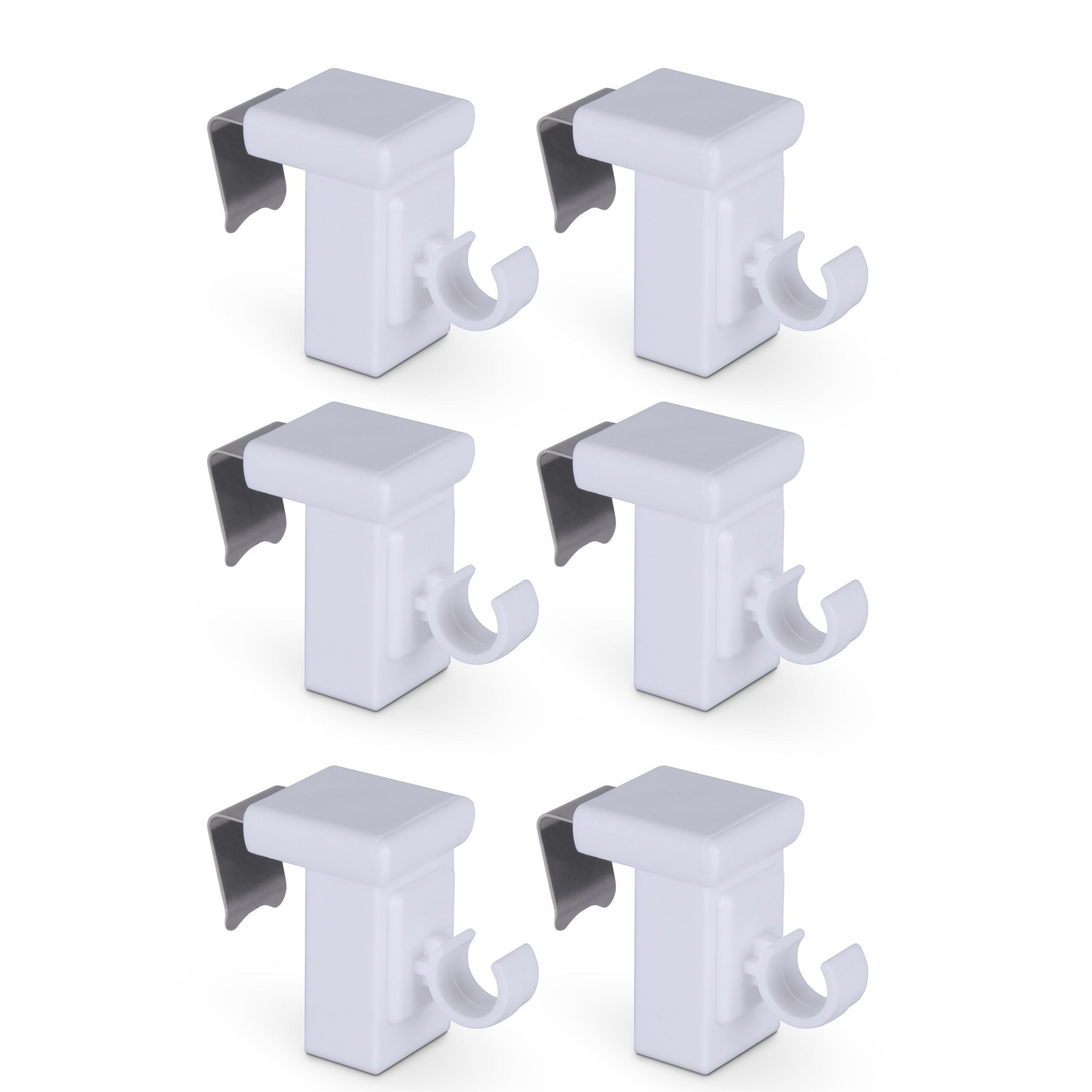 KLEMMTRÄGER für Cafehausstangen 6er Pack - Weiß, Kunststoff (2/4/4cm) - Bestlivings