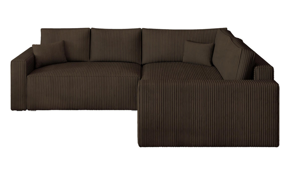 ROHOVÁ SEDAČKA ERONIS hnědá - šedá/hnědá, dřevo/textil (265/194cm) - MASSENO