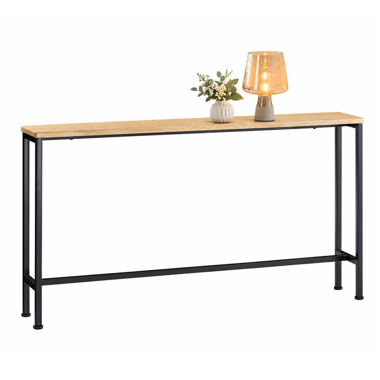 KONZOLNI stol Svijetli hrast 120x20x65cm - prirodne boje/crna, drvni materijal/metal (20/120/65cm) - SoBuy