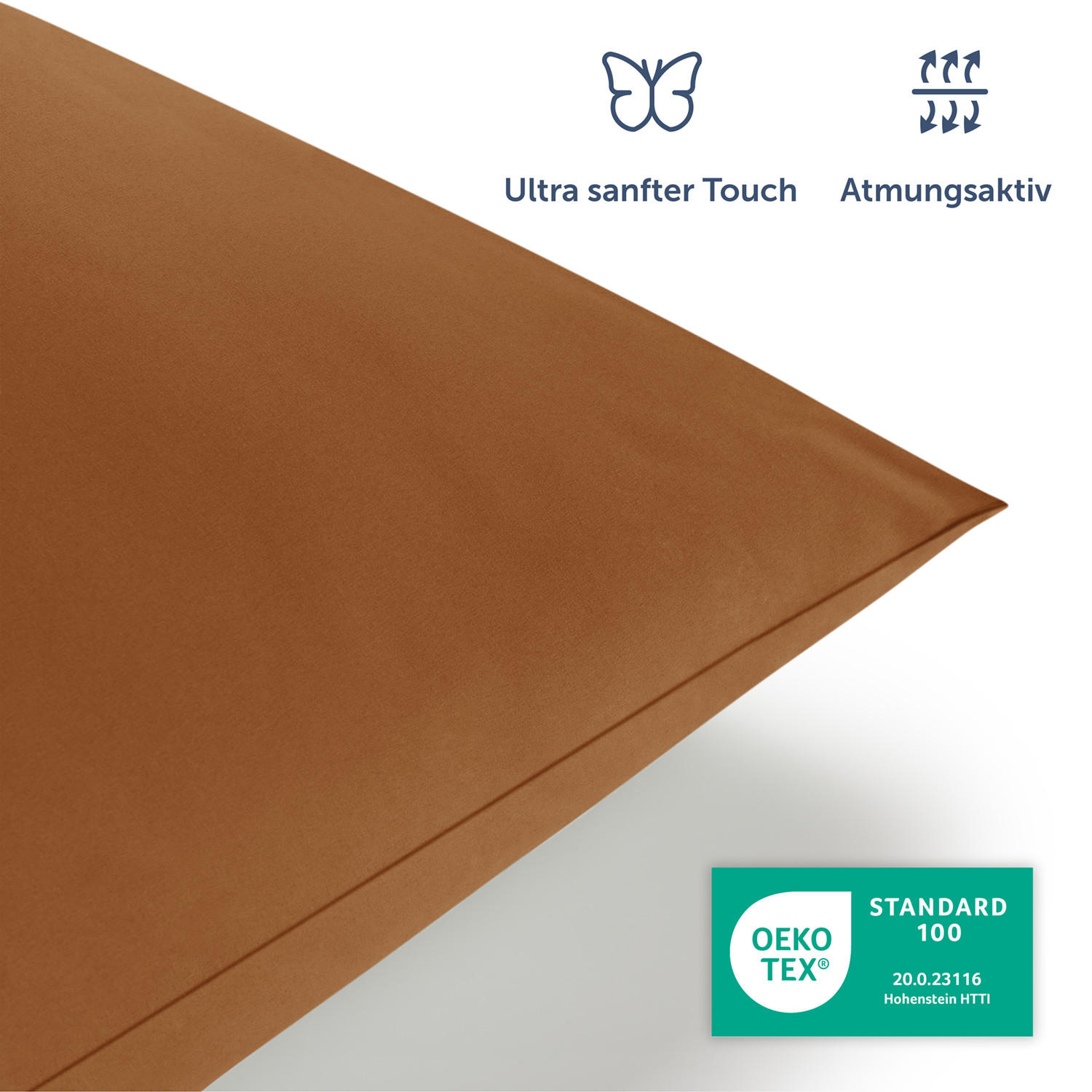 BETTWÄSCHE 3-teilig, 155/200 cm & 2x 40/80 cm, Braun - Braun, Textil (155/200cm) - Blumtal