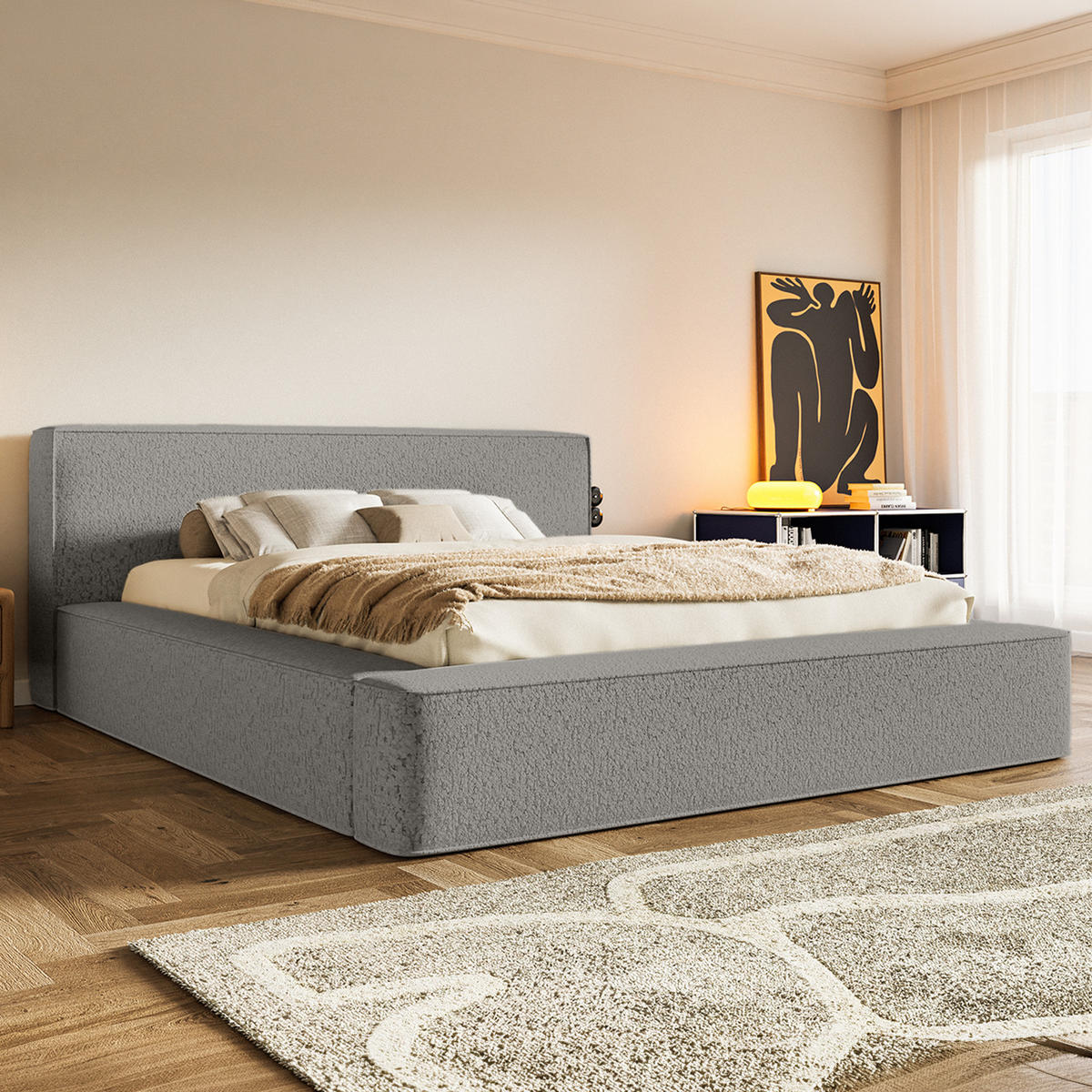 POLSTERBETT Mummo Premium 160x200 cm, Grau - Grau, Textil (200/160cm) - Fedve