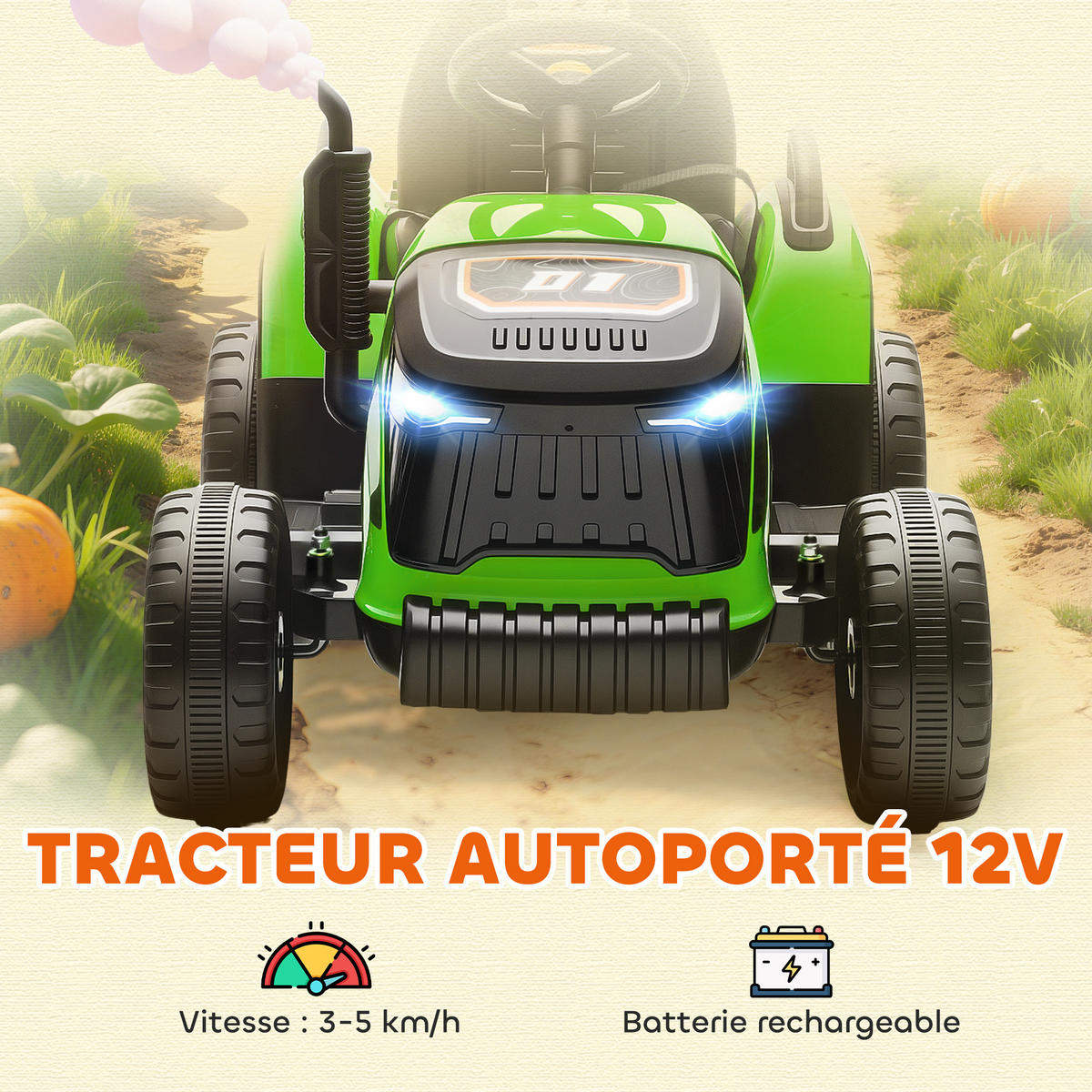 TRAKTOR DE-13078 abnehmbarer Anhänger Grün - Grün, Kunststoff (139/58/55cm) - ComfortXL