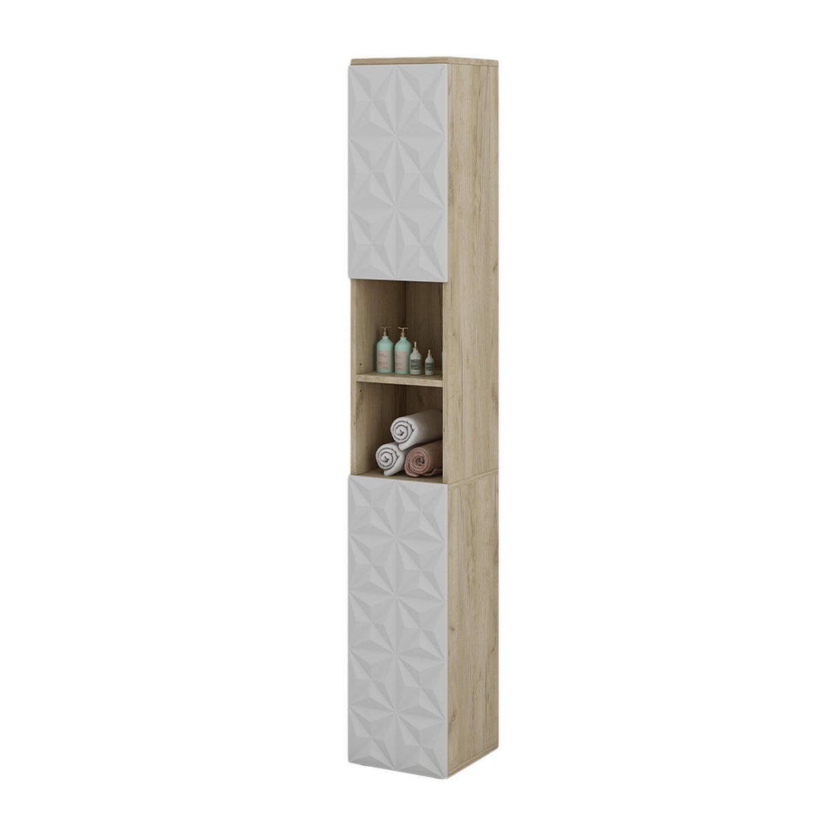 BADSCHRANK Edge Weiß 30 x 189.5 cm mit 2 Türen und 3 Fächer - Weiß, Holzwerkstoff (30/189.5/30cm) - Vicco