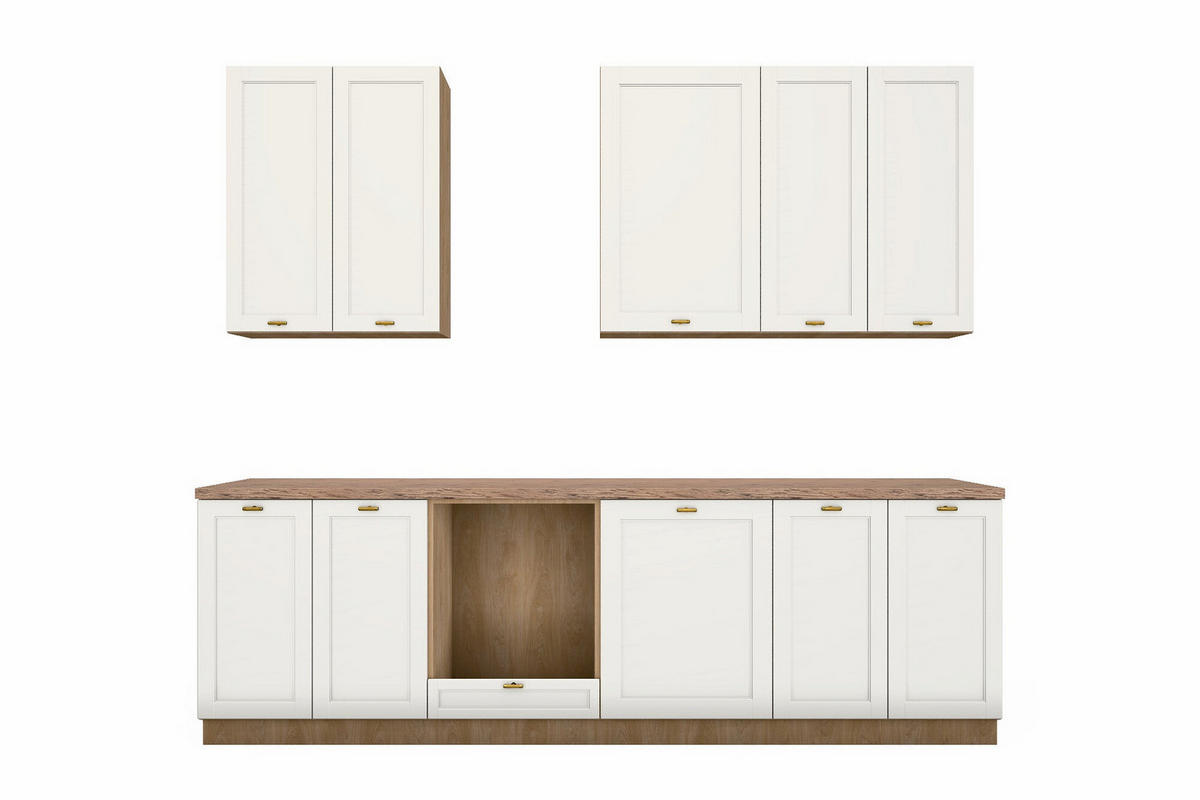 KÜCHENZEILE Sorento Weiß & Sonoma Eiche – 280 cm – KÜ-SORENTO5-001 - Weiß, Holzwerkstoff (280/247/52cm) - ROYAL24_MARKT