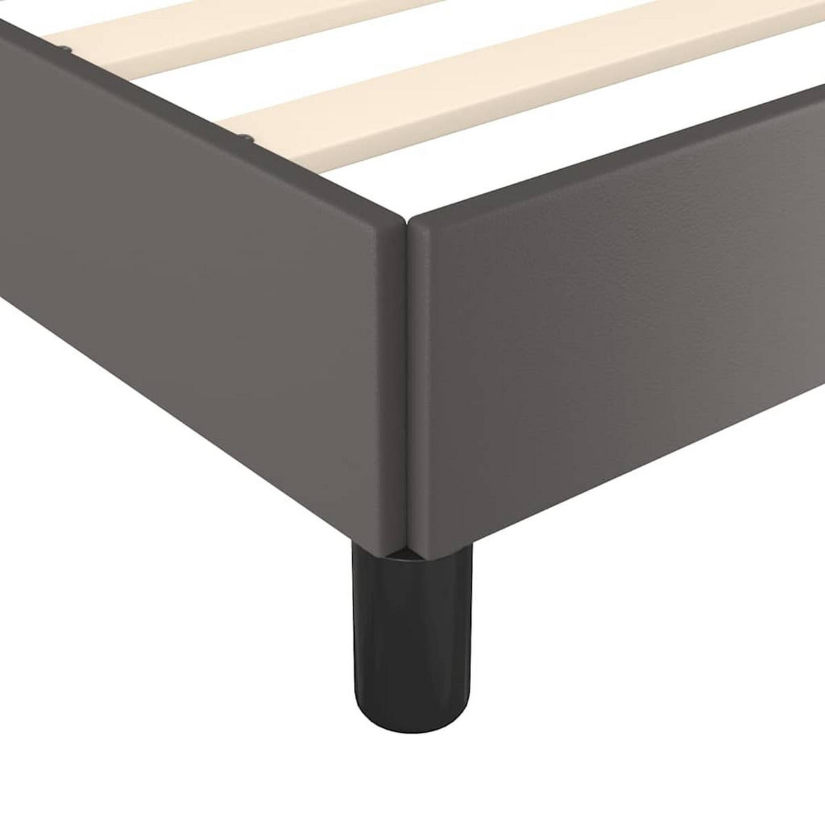 BETTGESTELL Mit Kopfteil Ohne Matratze Grau 90/200 Cm - Grau, Leder/Holzwerkstoff (90/200cm) - vidaXL