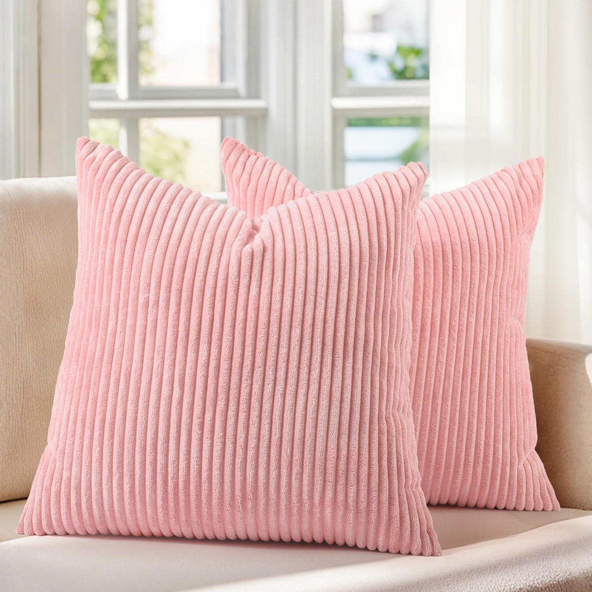 KISSENBEZUG, einfarbig, 45 x 45 cm, Rosa, 2er-Pack - Rosa, Textil (45/45cm)