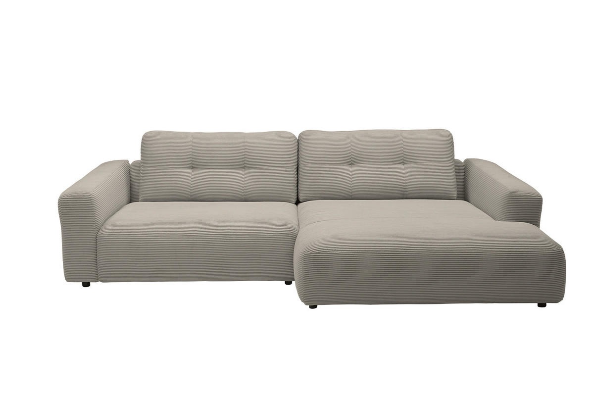 ECKSOFA XL MIKA Grau Cord - Greige/Schwarz, Kunststoff/Textil (296/167cm) - KAWOLA