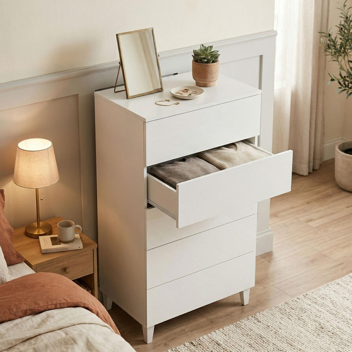 KOMMODE Weiß 40/61/117 cm - Weiß, Holzwerkstoff (61/117/40cm) - DMORA