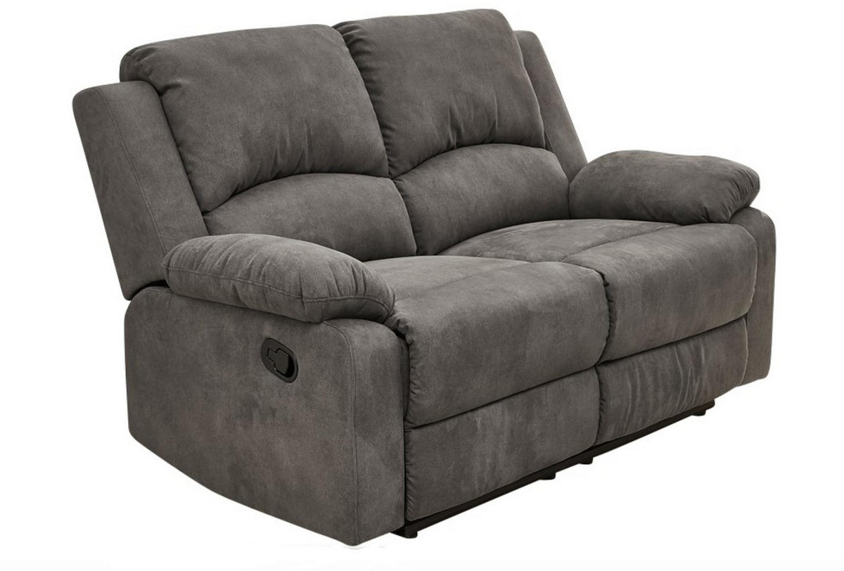 2-SITZER-RELAXSOFA Federkern, Liegefunktion verstellbar durch halbautomatische Relaxfunktion B148/T87/H97 cm, Mikrofaser Vintage Anthrazit / 15130 - Anthrazit/Schwarz, Textil (148/97/87cm) - luma-home