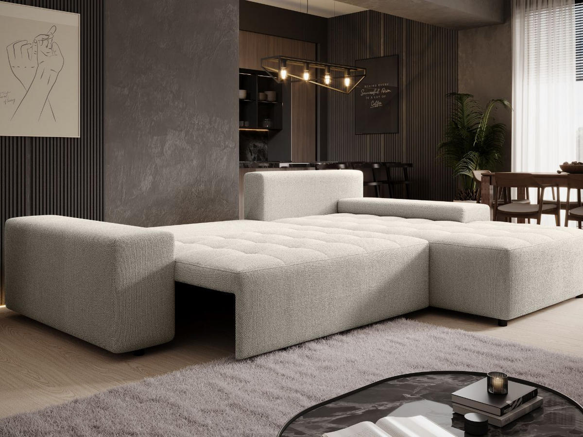 ECKSOFA Vento Weiß - Schwarz/Weiß, Holz/Kunststoff (280/184cm) - Graingold