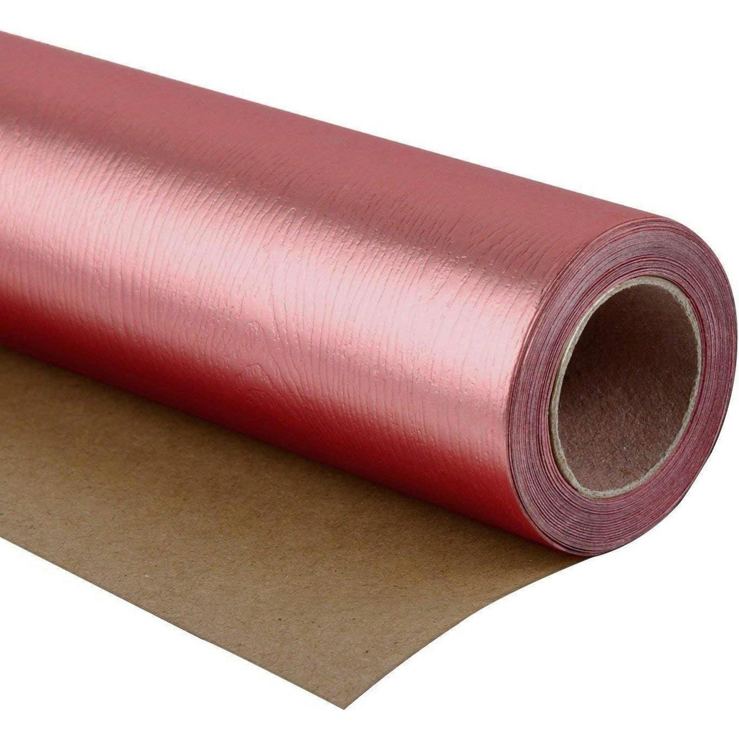 GESCHENKPAPIERROLLE Holzmaserung Goldrose 76 cm x 5 m - Rosa, Papier (4/4/76cm)
