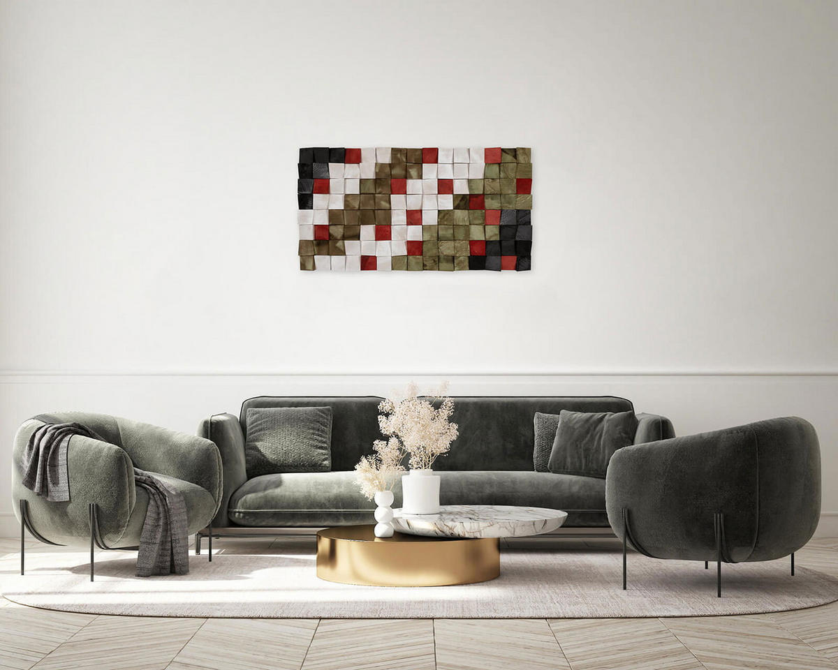 HOLZBILD Grün 102/55 cm - Weiß/Grün, Holz (6.5/55cm) - KUNSTLOFT