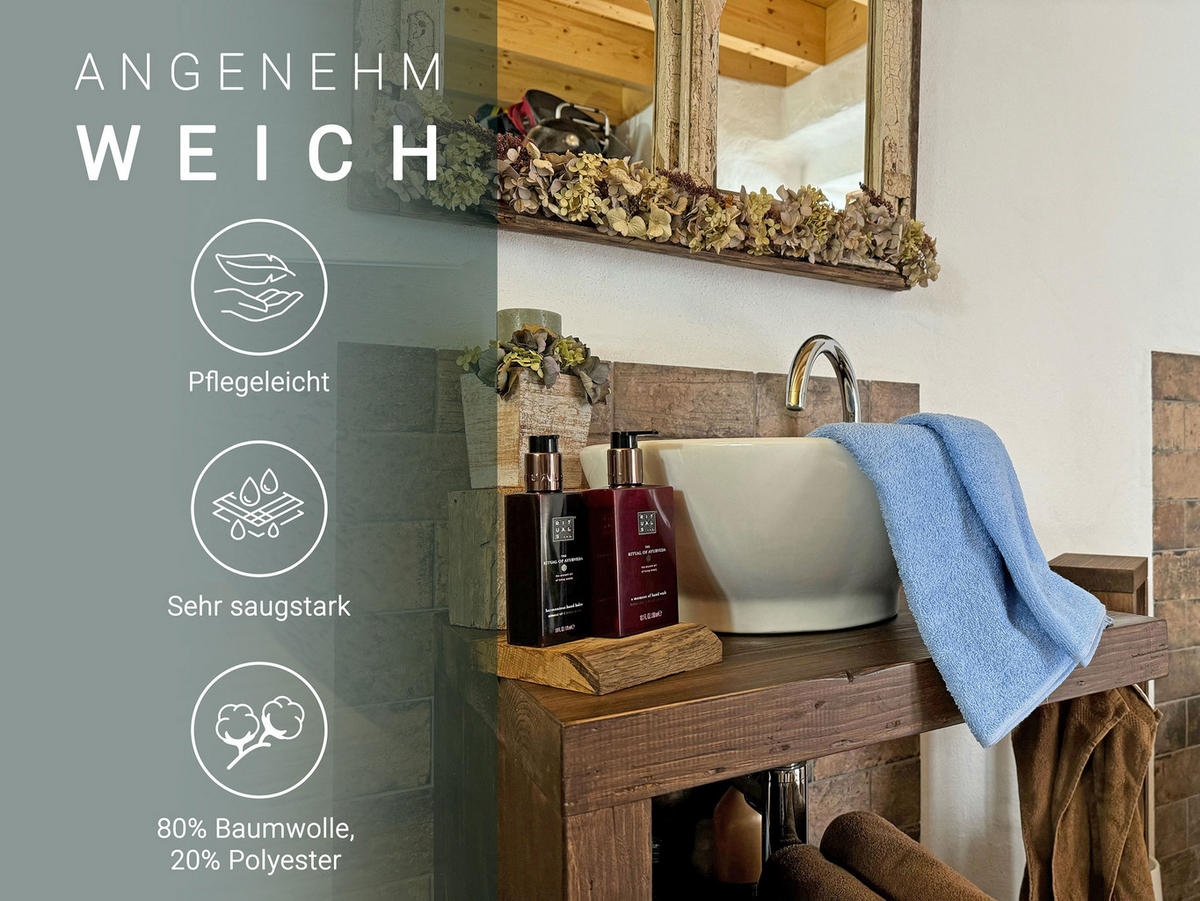 HANDTÜCHER, 10er-Set, 50x100 cm, 80% Baumwolle, 20% Polyester, Blau - Hellblau, Naturmaterialien (50/100cm) - Zollner