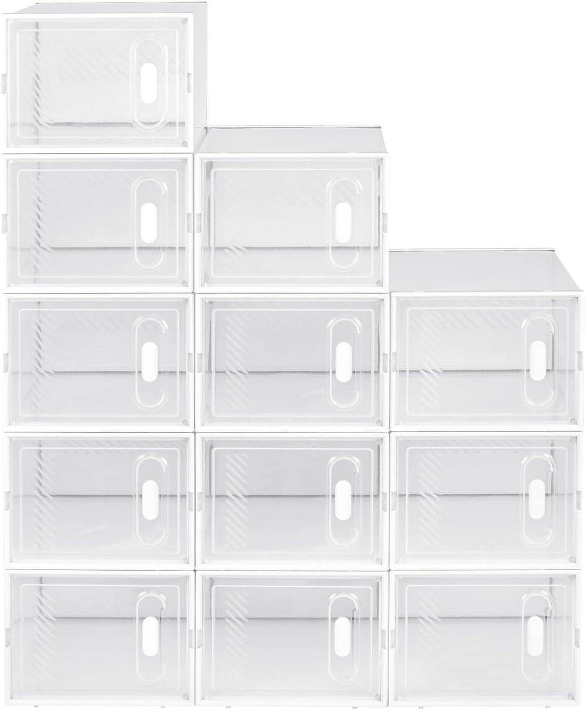 SCHUHBOX 12 St.er Set , Kunststoff - Transparent/Weiß, Kunststoff (50/111.5/35.5cm) - Woltu