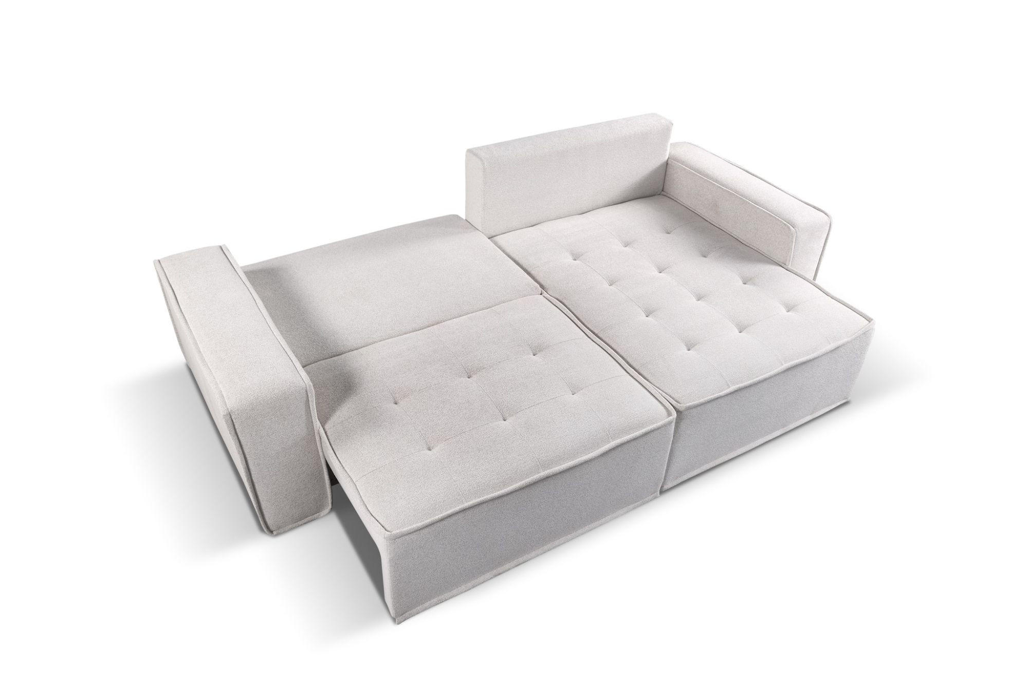 Thumbnail - Fun Möbel Ecksofa, Weiß, Textil, Ottomane rechts, 248x140 cm, Wohnzimmer, Sofas & Couches, Wohnlandschaften, Ecksofas