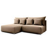 ECKSOFA L Form Ederra Beige Stoff 208/190/91 cm – großes Sofa mit Schlaffunktion L - Beige/Silberfarben, Textil/Metall (190/208cm) - AX Living