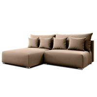 ECKSOFA L Form Ederra Beige Stoff 208/190/91 cm – großes Sofa mit Schlaffunktion L - Beige/Silberfarben, Textil/Metall (190/208cm) - AX Living