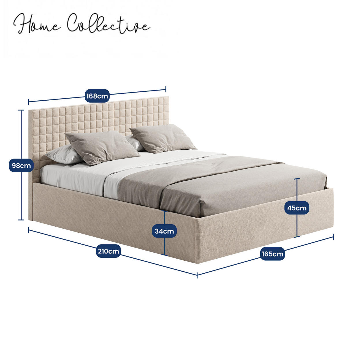 POLSTERBETT VARDO-Stoff 160x200 cm in Beige - Beige, Textil (160/200cm) - Home Collective