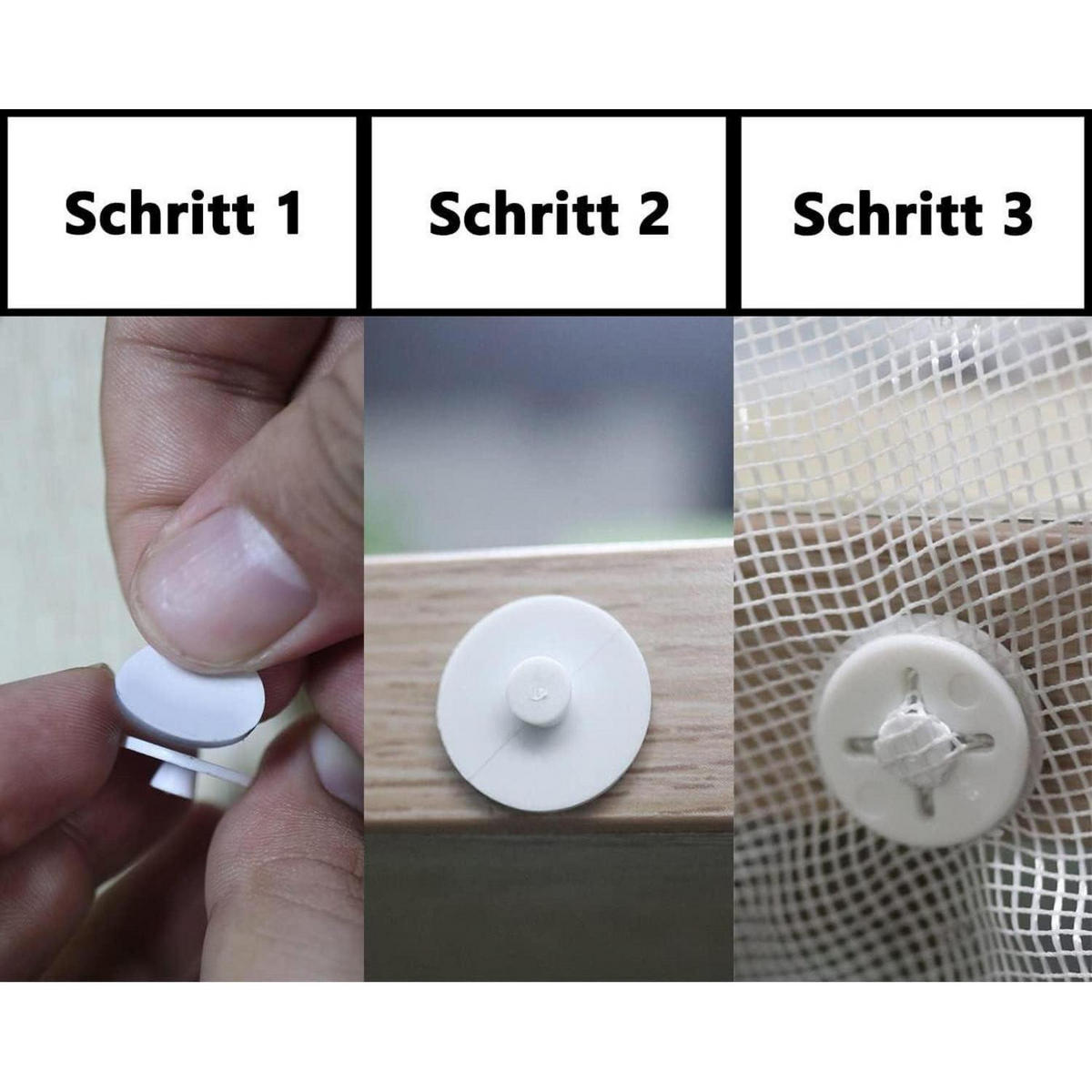 BEFESTIGUNGSKNÖPFE für Fliegengitter 36-teiliges Set Weiß - Weiß, Kunststoff (5/1/5cm)