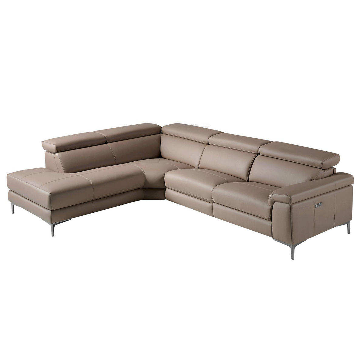 ECKSOFA Relax chaise longue sofa links nerz leder 295/232/97 cm - Taupe/Beige, Leder (295/232cm) - ANGEL CERDA