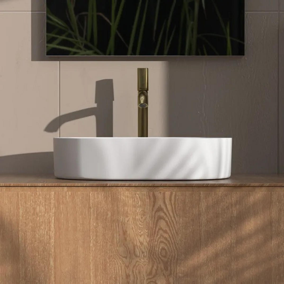 AUFSATZWASCHBECKEN Rea Nadia 60 White Matt - Weiß, Keramik (38.5/12/61cm) - REA