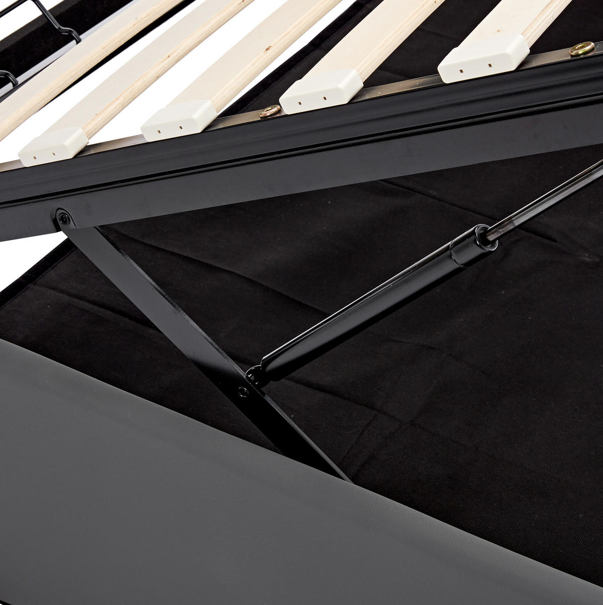 POLSTERBETT mit Stauraum & LED 140x200 cm PU Grau - Grau, Metall (140/200cm) - Meubliv
