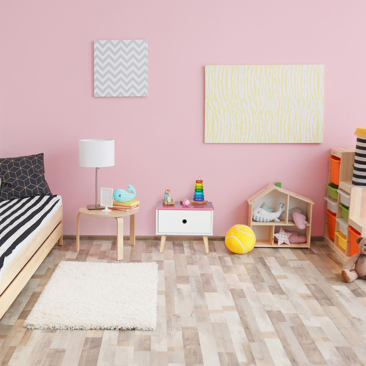 KINDER-NACHTTISCH - Multicolor, Holz/Holzwerkstoff (38/31/30cm) - Relaxdays