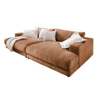 BIG SOFA XL MADELINE Braun Cord - Dunkelbraun/Schwarz, Kunststoff/Textil (290/85/190cm) - KAWOLA