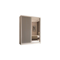 KLEIDERSCHRANK mit Spiegel-Schiebetüren und Aluminium-Leisten - LAMELO - 160 cm Weiß+Weiß+Schwarz - Schwarz/Weiß, Holzwerkstoff (160/216/61cm) - ALTDECOR