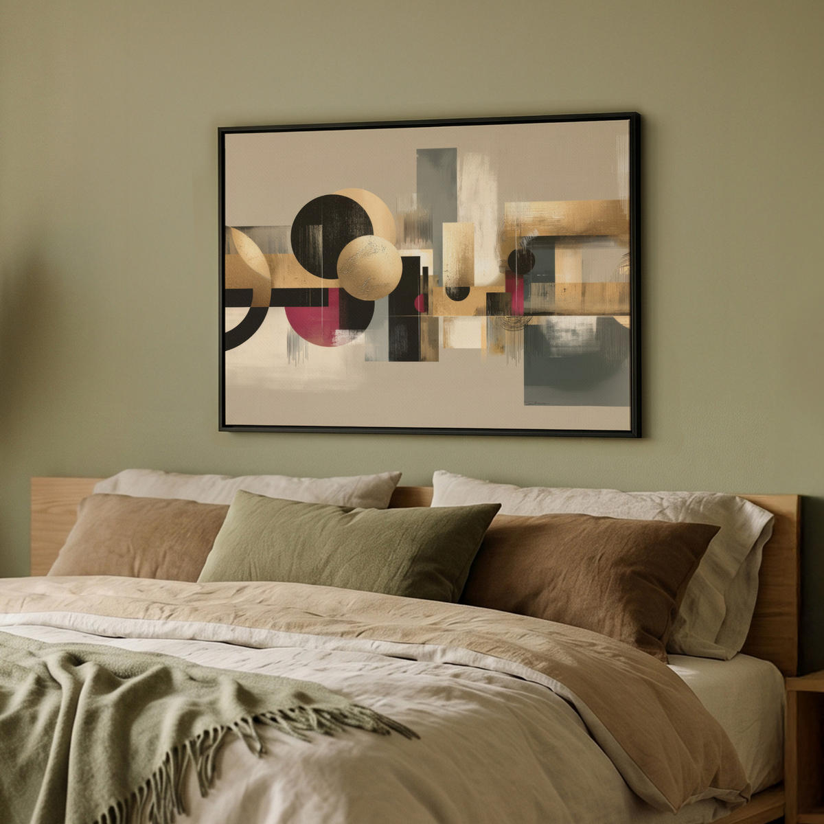 LEINWAND Bilder mit Rahmen - Abstrakt - Formen - Beige - Texturen - 80x60 - Beige, Textil (80/60cm) - MuchoWow