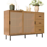 SIDEBOARD 140x91x37 cm Buffetschrank Schiebetüren 3 Schubladen - Naturfarben, Holz (140/91/37cm) - Kaket