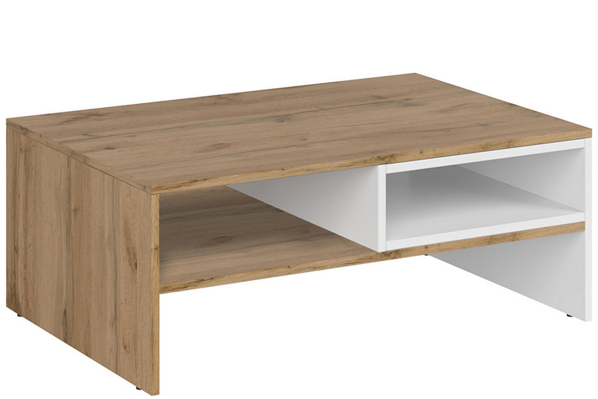 COUCHTISCH DAMINO mit Einlegeböde, weiß/eiche wotan - Eiche Wotan/Weiß, Holz (60/90/36cm) - KONSIMO®