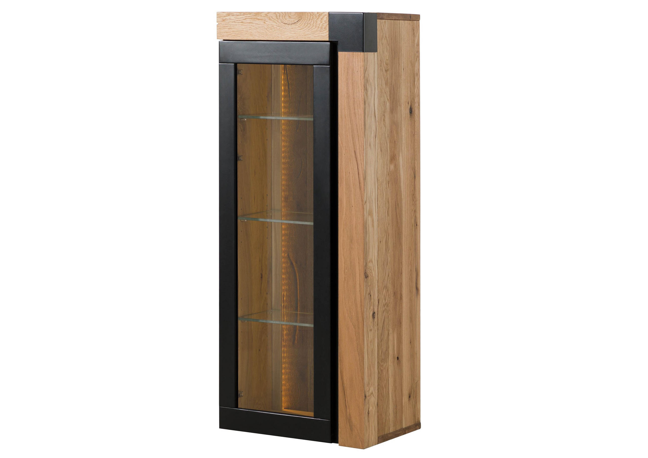 HÄNGEVITRINE Wildeiche 48x35x120 natur geölt ROTTERDAM #110 - Braun, Holz (48/120/35cm) - Massivmoebel24