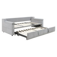 AUSZIEHBETT 90/180/190 cm DE-02015, in Hellgrau, mit Bluetooth-Stereo und Ablagefächern - Hellgrau, Metall (90/190cm) - ComfortXL
