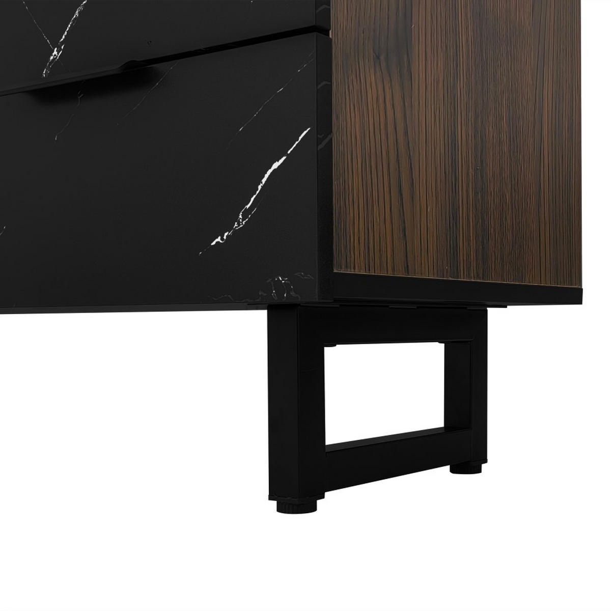 LOWBOARD in Schwarz mit verstellbarer LED-Beleuchtung - Schwarz, Holz (38/50/200cm) - KOMHTOM