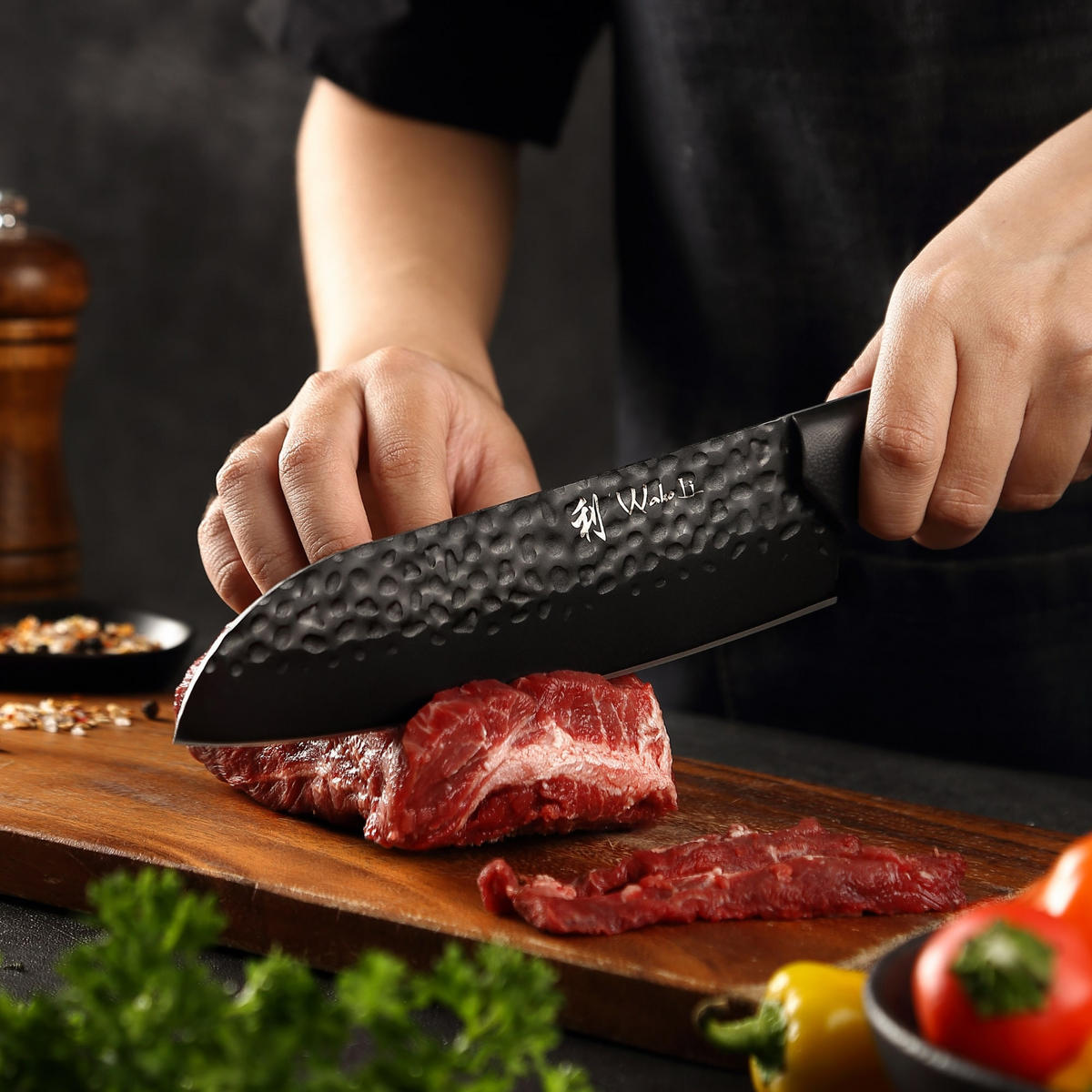 SANTOKUMESSER 18 cm - Schwarz, Metall (31cm) - Wakoli