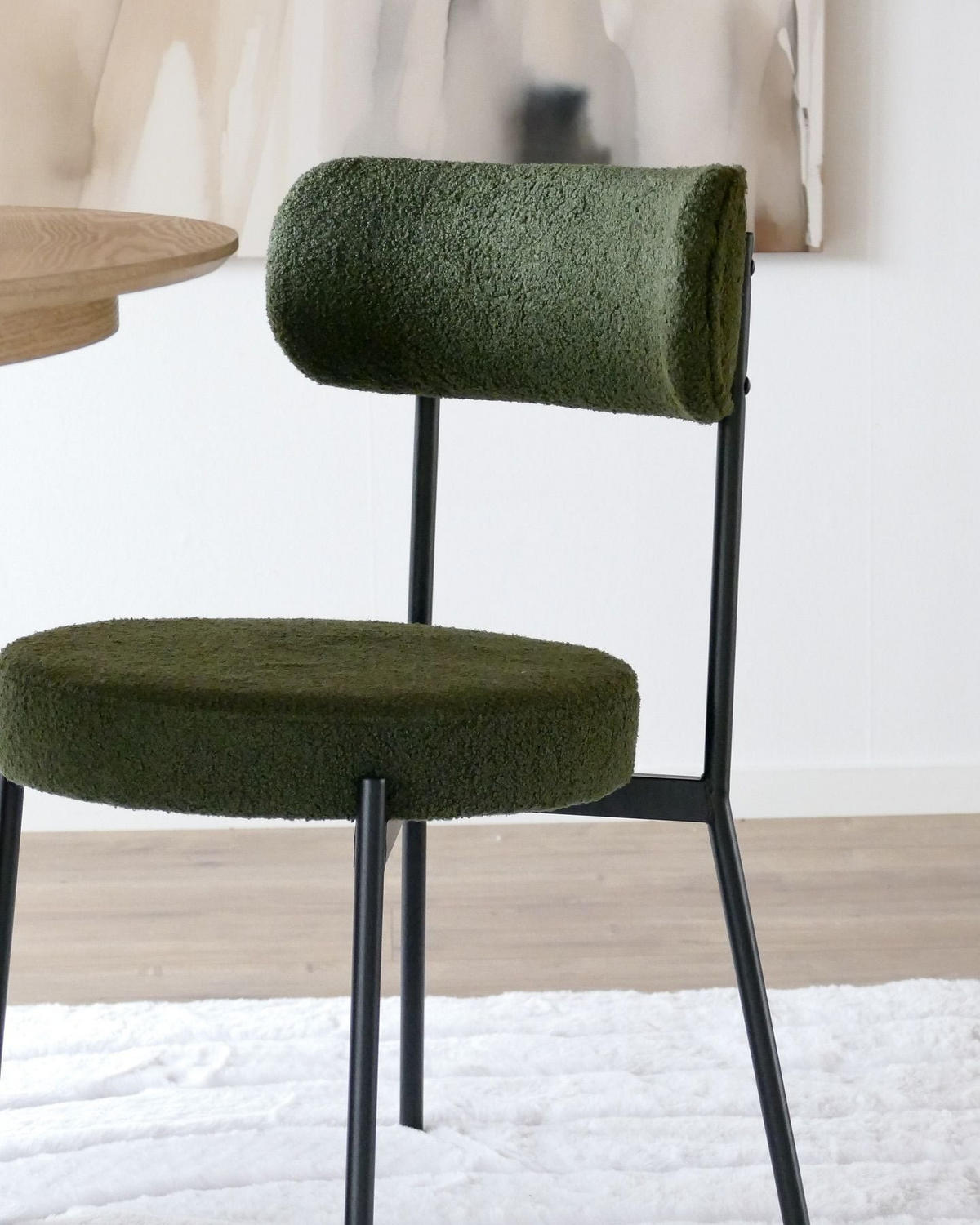 JÍDELNÍ ŽIDLE sada 2 ks Bouclé Tmavě zelená Allison - černá/tmavě zelená, textil (47/77/52cm) - Beliani