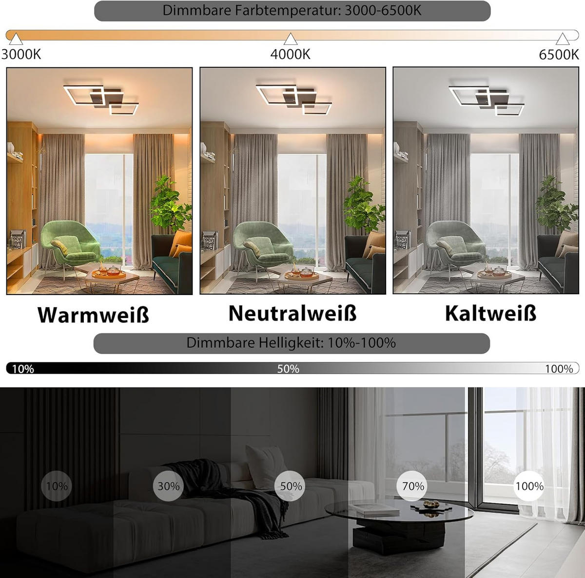 LED-DECKENLEUCHTE Schwarzzahn 29.5/7.4/62.8 cm - Schwarz, Metall (62.8/29.5/7.4cm) - ZMH