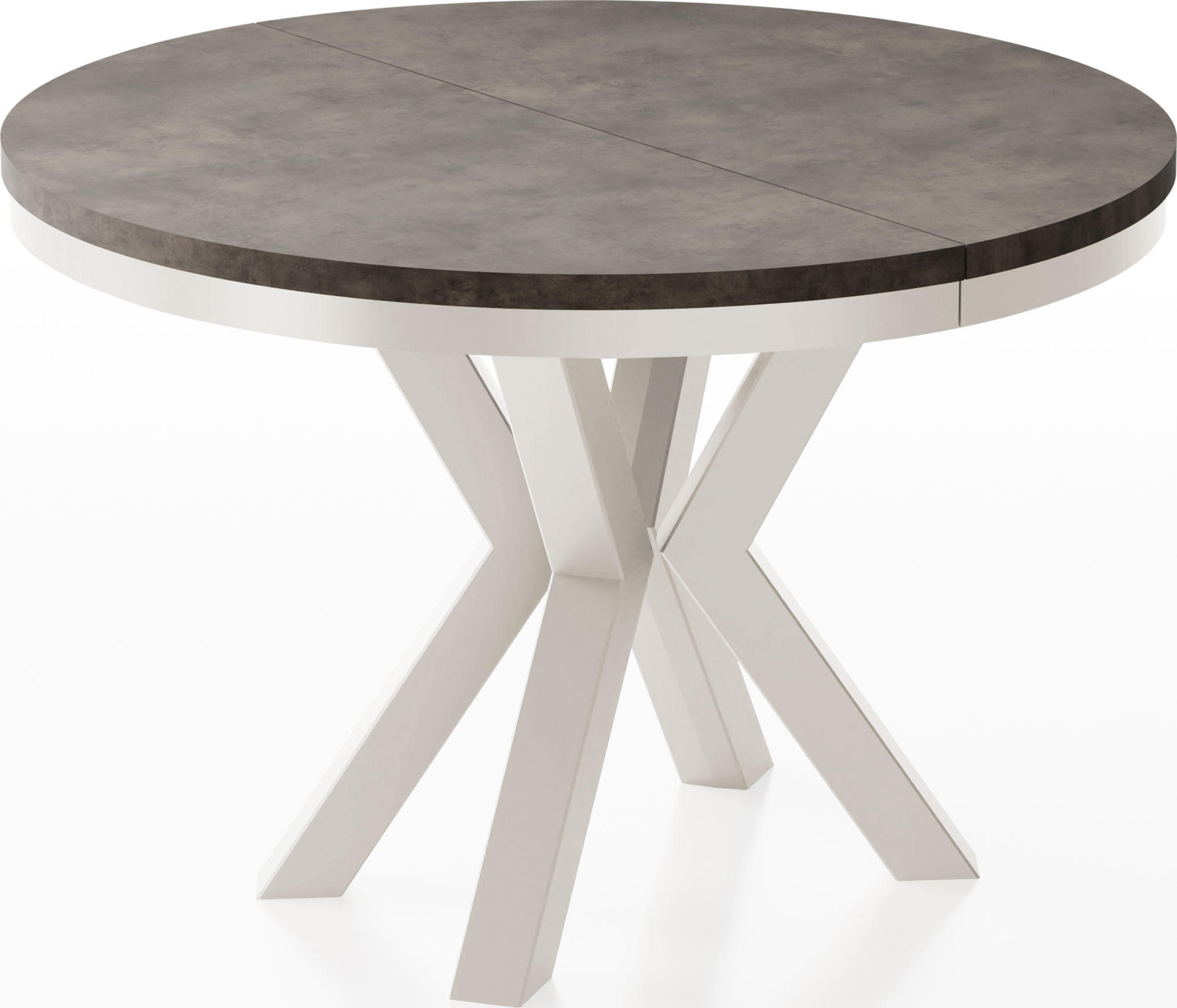 ESSTISCH Clara Beige Cashmere runder ausziehbarer, Dunkelgrauer Chicago Beton 120-200/120/76 cm - Kaschmir/Dunkelgrau, Holzwerkstoff/Metall (120/120/76cm) - WFL GROUP