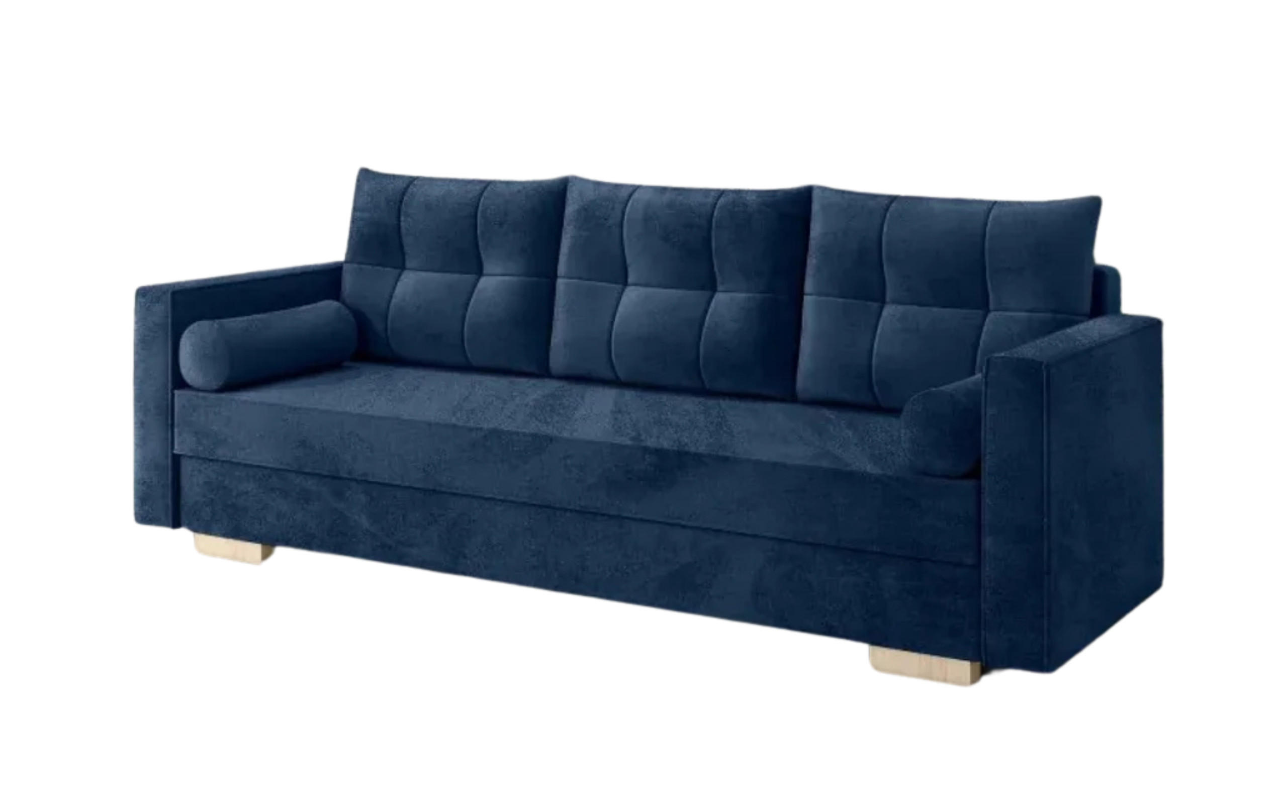 SCHLAFSOFA KAYA Sofa mit Schlaffunktion und Bettkasten, Frabe: Blau, Veloursstoff - Blau, Textil (217/92/85cm) - Sepro Meble