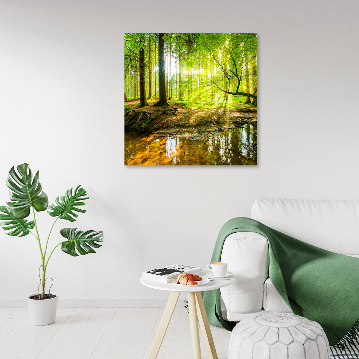 LEINWANDBILD Forest Lake Natura - Grün, Textil (40/40cm) - Feeby