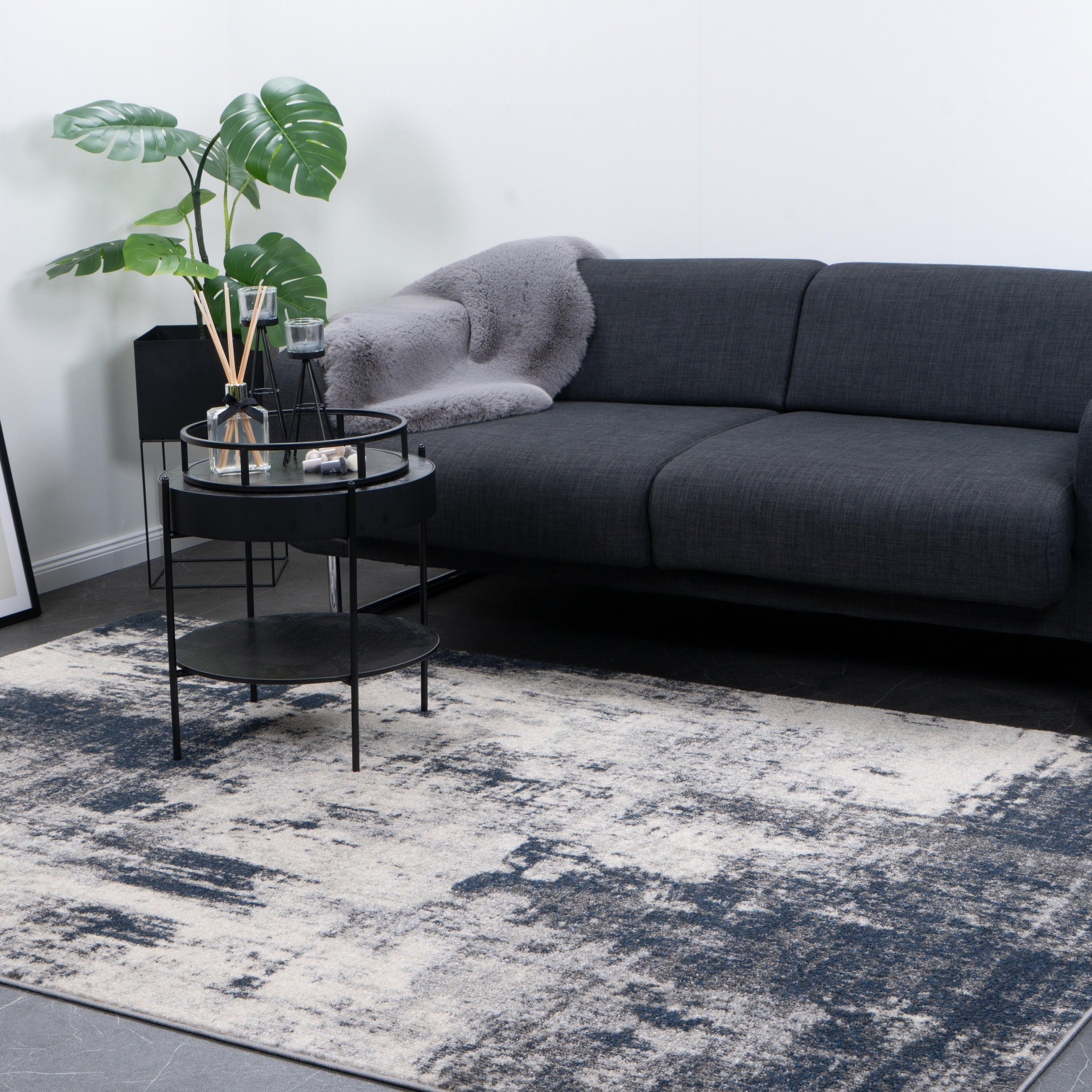 VINTAGE-TEPPICH MILANO 160/230 cm Taupe - Dunkelblau, Naturmaterialien/Textil (160/230cm) - Consilio Concept