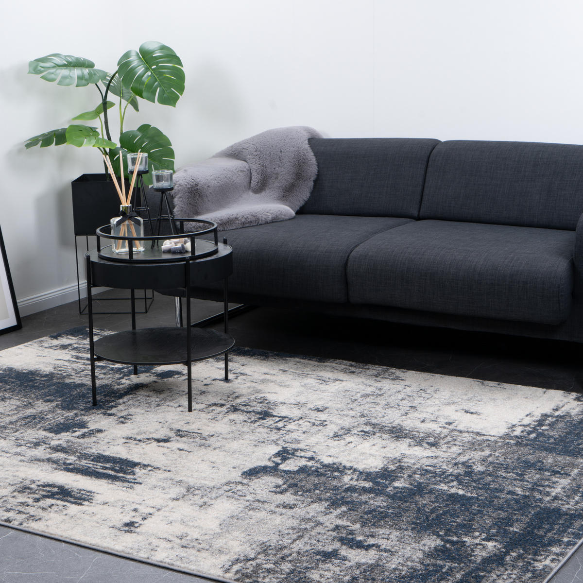 VINTAGE-TEPPICH MILANO 80/150 cm Taupe - Dunkelblau, Naturmaterialien/Textil (80/150cm) - Consilio Concept