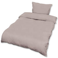 BETTWÄSCHE Julie 155/220 cm + Kissenbezug 80/80 cm Taupe Renforcé 2er Set - Taupe, Textil (155/220cm)