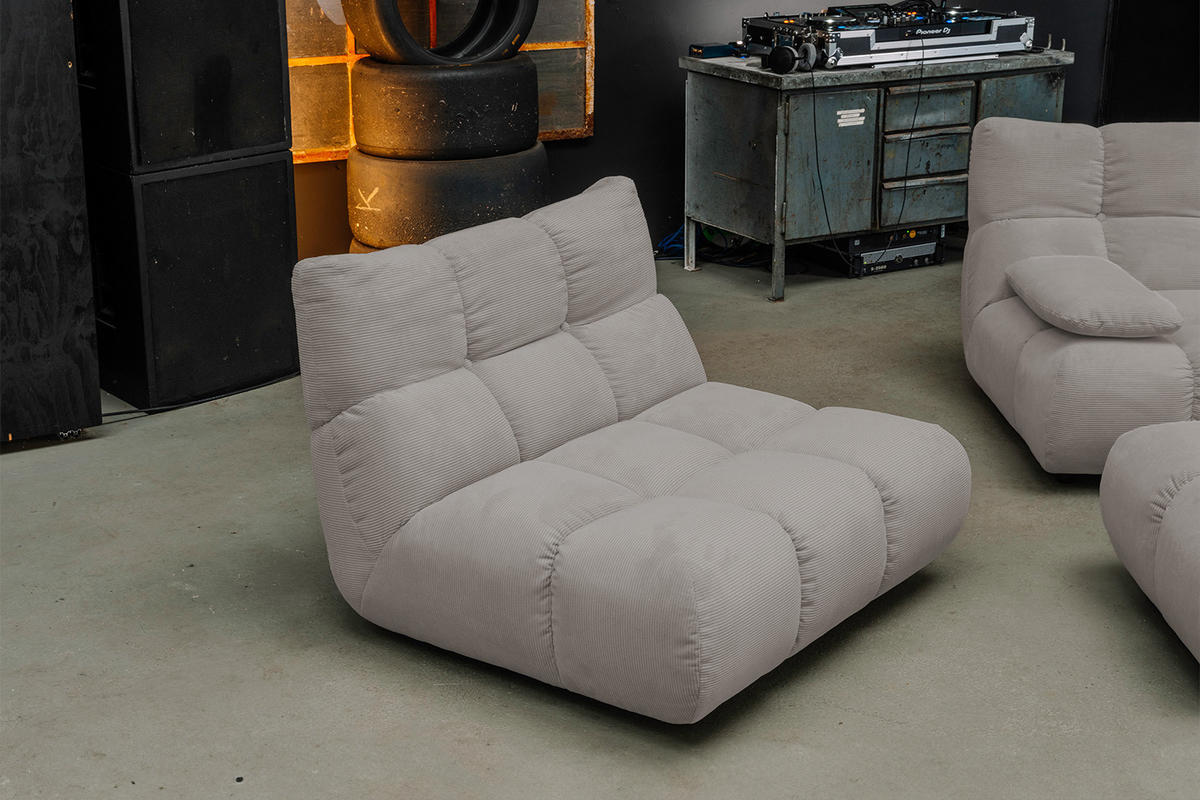 SITZGRUPPE VIVIEN 3ER SET Grau Cord - Grau, Kunststoff/Textil (510/85/359cm) - KAWOLA