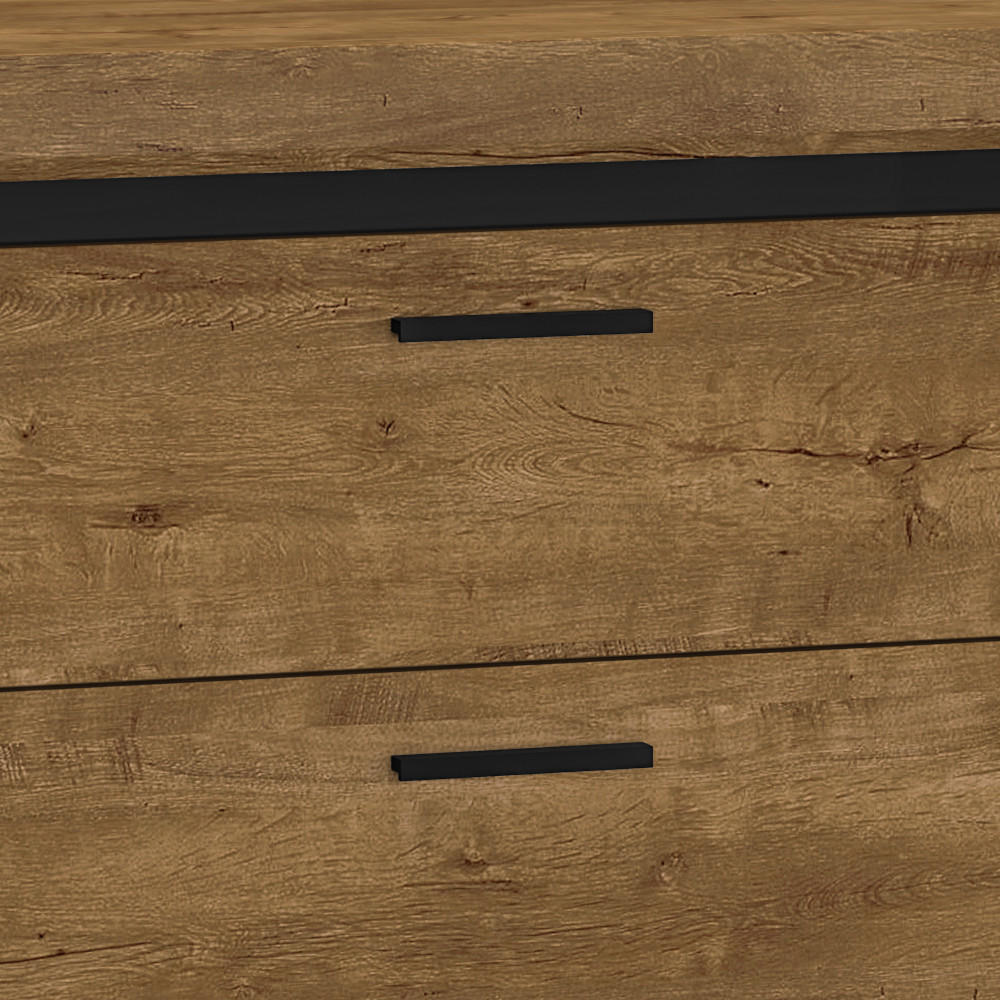 SIDEBOARD Baltica Lefkas Eiche / schwarz 165 / 43 / 94cm - Eichefarben/Braun, Holz/Holzwerkstoff (165/94/43cm) - Feldmann-Wohnen